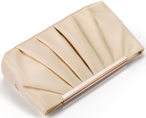 Image of Clutch Purse Dressy Pleated Formal Evening Bag Simple Classy Handbag for Women