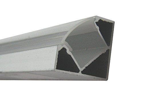 Jandei - Perfil Aluminio Tira led 2 Metros Esquina con Tapa Redondeada traslúcida 19,3x19,3mm