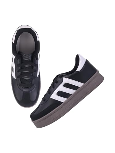 Image of Shoetopia Women's Casual Sneakers || Lace-Up Low-Top Shoes with Cushioned Sole || Trendy Daily Footwear Walking Shoes