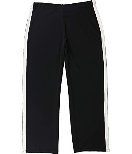 Alfani Womens Solid Stripe Casual Wide Leg Pants, Black, Small