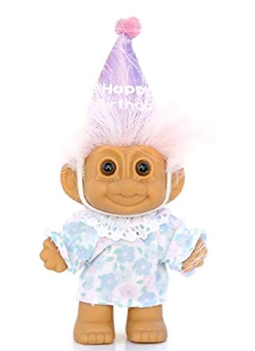 Russ Berrie Happy Birthday Troll Doll ~ Pink Hair My Lucky Troll - Mini 4"