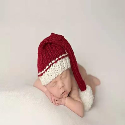 Christmas Newborn Baby Photo Shoot Props Outfits Crochet Clothes Santa Claus Red Hat Pants Photography Props3