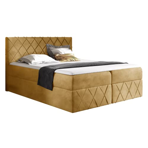 GRAINGOLD Kontinentalbett Vivaro Lux mit Zwei bequemen Matratzen, Zwei Bettkästen, Elegante Steppung am Kopfteil und Fußteil - große Auswahl an Stoffen - Premium-Modell Doppelbett 120x200 Cover