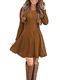 orandesigne maglione manica lunga donna semplice maglia vestito knit pullover magliette invernali casual mini abito tinta unita b marrone