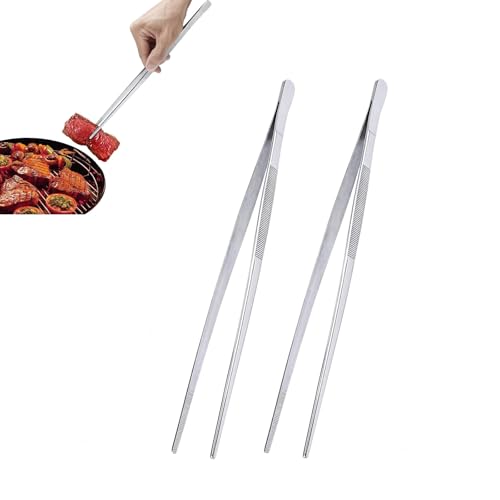 Pincette de Cuisine en Acier Inoxydable, 2PC 30 cm Pince de Chef, Outil de Cuisine Pour Griller et Cuire, Longue Pince à Épiler Droite
