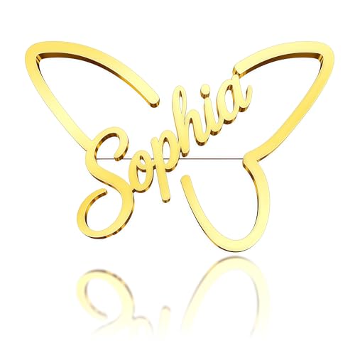 Image of Custom Name Lapel Pin Personalized Script Brooch for Women Men, Customizable Name Badge Elegant Cursive Letter Pin, Minimalist Jewelry Gift for Wedding Birthday Anniversary