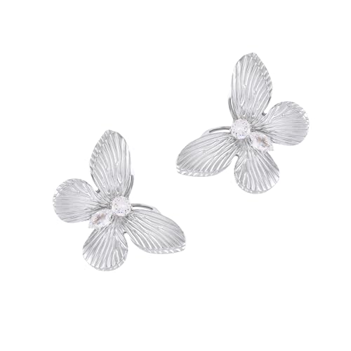 I.KEEN COLLECTION Pendientes de mariposa con circonita cúbica de cristal, joyería para mujer, plata de ley 925, hipoalergénicos, Middle, Latón, Circón