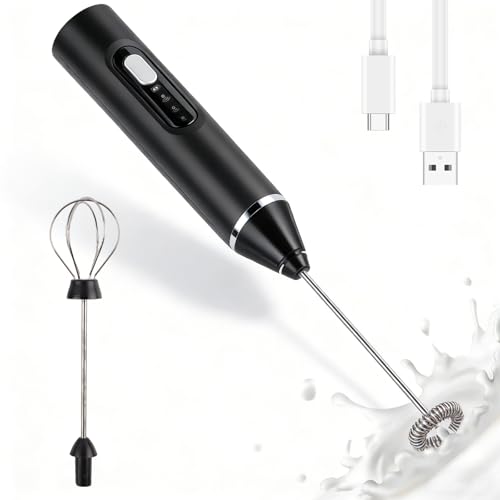 Espumador de Leche Eléctrico Recargable USB | Batidor Portátil 2 Velocidades | Espumadera para Capuchino, Café, Matcha | Batidora de Leche Espuma Inalámbrica