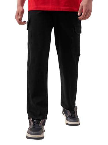 Image of Highlander Men Men's Relaxed-Fit Cargo Pocket Jeans | Clean Look | Cotton Comfort | Utility Style| Cargo Jeans for Man