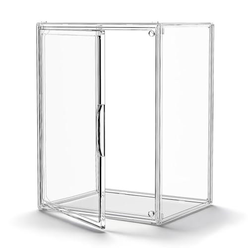 Image of Clear Acrylic Display Case, Stackable Plastic Storage Bins with Lids, Large Display Box with Magnetic Lid Clear Storage Container Dustproof Showcase for Collectibles, Figures, 1 Pack