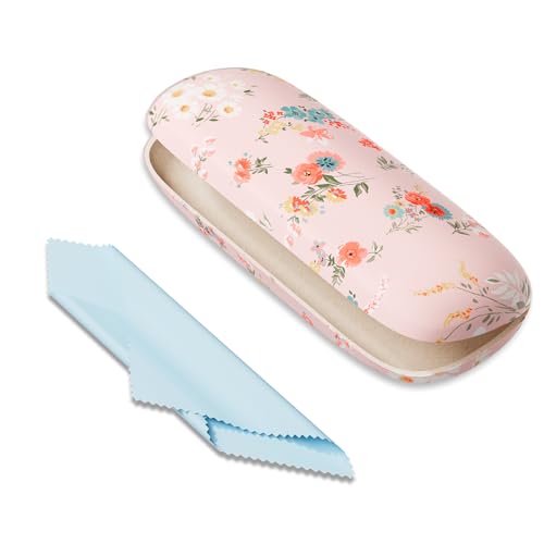 Image of Eyeglasses Case, Portable Hard Shell Protective Case for Glasses, Eyeglass Holder Box for Women with Cleaning Cloth