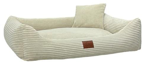 Leo4dog Hundebett Cord Waschbar Bezug Für kleine mittelgroße und große Hunde Hundekissen Hundesofa Hundekorb (Beige, XL 115x90)
