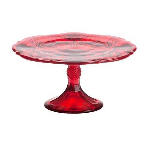 Cake Plate - Inverted Thistle - American Made - Mosser Glass USA (Large, Red)