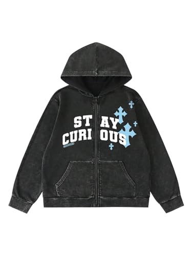 SOLY HUX Men's Gothic Hoodies Hip Hop Streetwear Sweatshirts Grunge Graphic Hooded Jackets