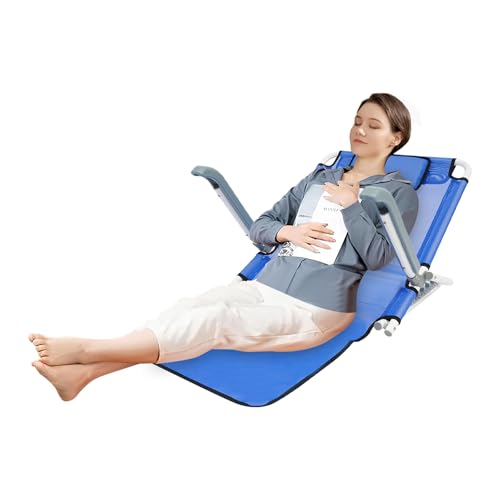 YNAADYH Dossier, dossier élévateur pour lit, élévateur de lit, avec accoudoir, 90 kg, réglable de 2 à 80 °, avec rails de collapse, pliable, bleu