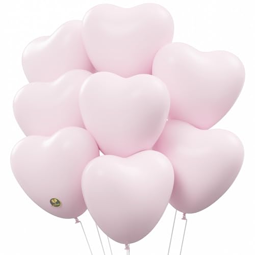 Image of AFTERLOON Biodegradable Balloons 24 pcs Pastel Baby Pink 12 Inch Heart Shaped, Natural Rubber Latex Plastic-Free Alternative Durable Thickened Extra Strong Helium Float, Proposal Marriage Wedding