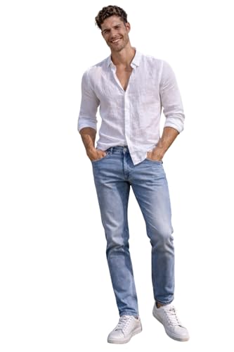 Image of Louis Philippe Men's Slim Fit Stretch Fabric for Comfort Premium Wash Aesthetic Authentic Twill and Durable Jeans