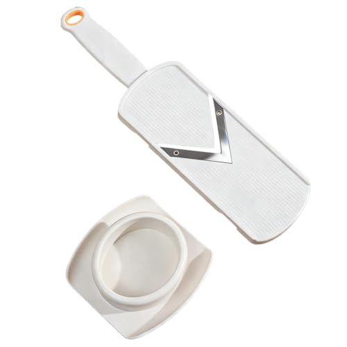 Mandoline à légumes, Mandoline manuelle, Coupe-légumes avec lame en acier inoxydable double face, Good Grips, Râpe de cuisine portable, Pour fromage, oignons, cuisine, chou, couleur:Blanc