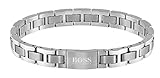  BOSS Pulsera de Hombre Acero Inoxidable Sin Piedras Preciosas, Plateado, One Size