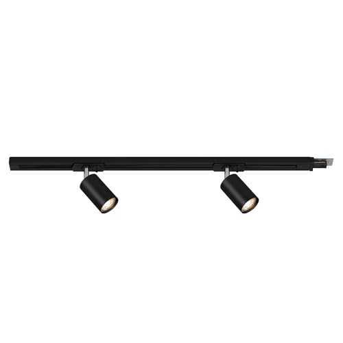 BRILONER - Juego de prolongación para sistema de carriles, 2x focos GU10 orientables, extensible, sistema de carriles techo, carril para proyectores, proyector, 0,75 m, negro