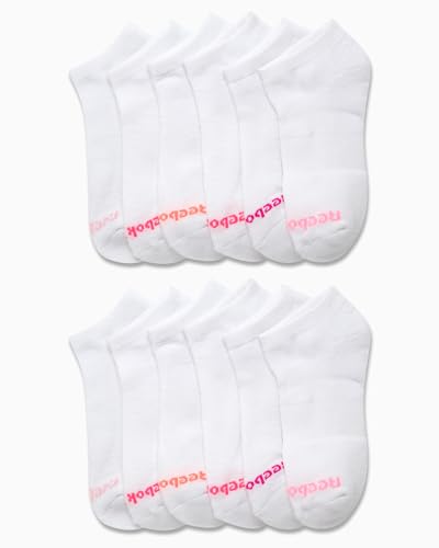 Image of Reebok Womens No Show Socks Moisture Wicking Cushion Low Cut Socks 12 Pack
