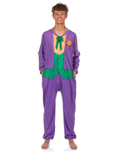 INTIMO DC Comics The Joker Union Suit Adult Costume One Piece Pajama Sleepwear (Large/X-Large)