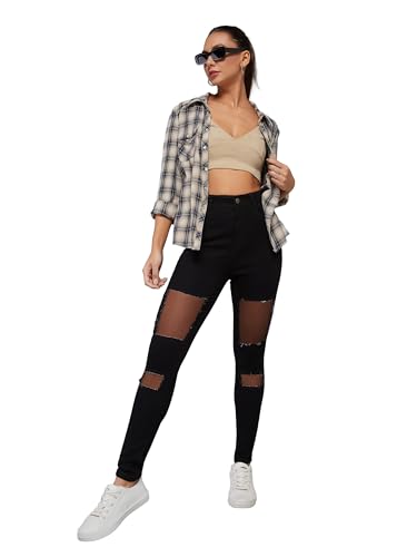 Image of Dolce Crudo Women's Skinny High Rise Bleached Cropped Stretchable Denim Jeans