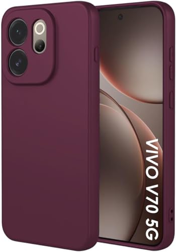 Image of DIZORO Microfiber Candy Back Cover Case for Vivo V70 5G / Vivo V70 Elite 5G Soft Silicone Rubberized Back Cover Case with Camera Protection - Wine