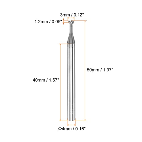 Image of HARFINGTON T Slot End Mill Milling Cutter 3mm Cutting 1.2mm Depth 4mm Shank Solid Carbide 4 Flutes for Aluminum Copper Zinc Alloy