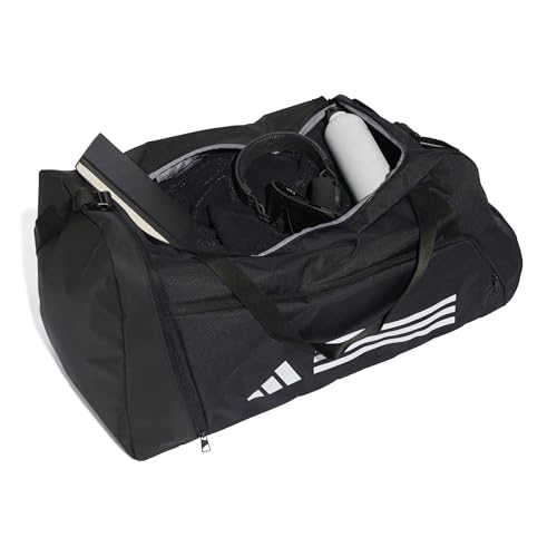 Adidas Unisex Essentials 3-Stripes Duffel Bag, Black/White, L