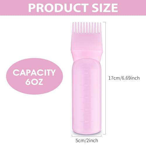 image for COMNICO Root Comb Applicator Bottle, 6 Ounce Plastic Squeeze Hair Dye 