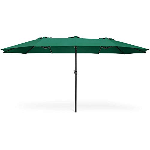 AK Energy 15' Green Double Sided Twin Patio Market Umbrella Wide Outdoor Canopy