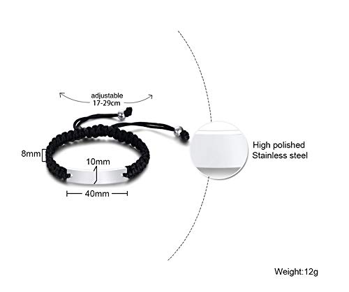 MEALGUET Personalized ID Couple Bracelets Custom Engraving Handmade Braided Rope Wrist Bangle for Men Women Friendship, Adjustable,Customized Bracelet Gift for Men Husband2