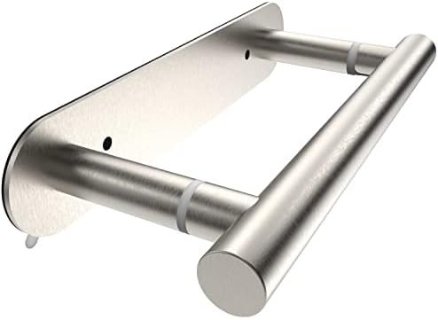 Ruacq Self Adhesive Toilet Paper Holder Brushed Double Post Pivoting Tissue Holders Roll Holder Hangers Bathroom Tissue Roll Holder SUS 304 Stainless Steel Modern Wall Mounted or Self-Adhesive