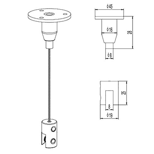 Wire Cable Hanging System Kits with 2 Clamp and 1.5m Long Steel Cable for Suspended Ceiling Sign,Poster,Direction-Satin Silver Pack of 2 Set,SDHS-010