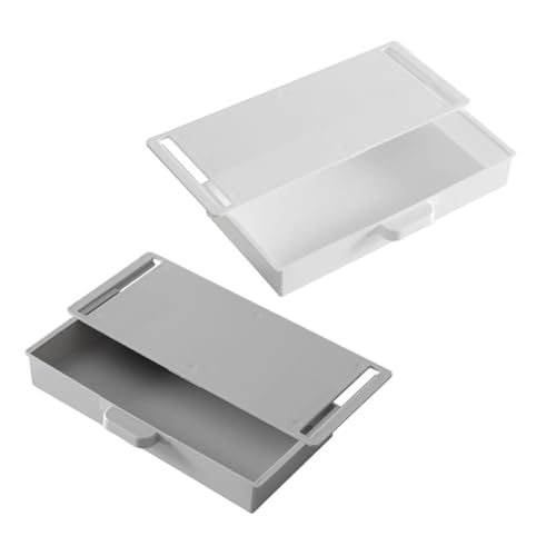 TOGEVAL 2個 粘着式引き出し収納ボックス デスク下隠し収納 ペン文具整理 ホワイト グレー オフィス 自宅対応