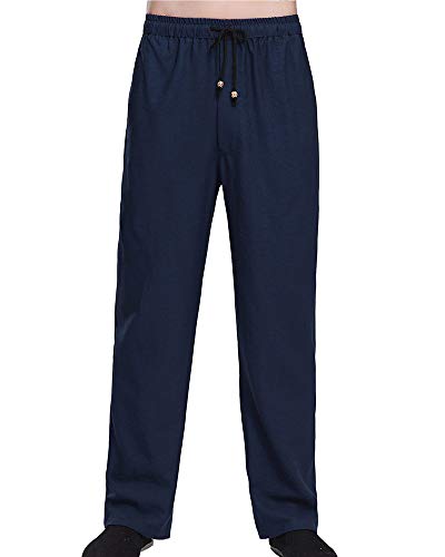 Sunma Men's Tai Chi Pants Casual Elastic Waist Drawstring Yoga Martial Arts Trousers