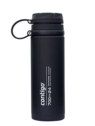 Contigo Fuse Insulated Stainless Steel Water Bottle, Black, 720 ml