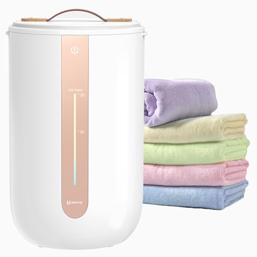 Keenray Aquecedor de toalhas para banheiro, balde de aquecedor de toalhas com barra de progresso de aquecimento, suporte de disco perfumado, alça de couro, balde de toalha de desligamento automático