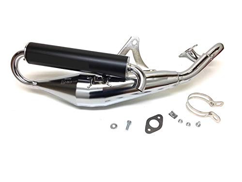 Chrom Sportauspuff passend für Peugeot Speedfight 3, New Vivacity, Ludix, Jetforce TSDI, C-Tech 50 (2-Takt) mit E-Prüfzeichen