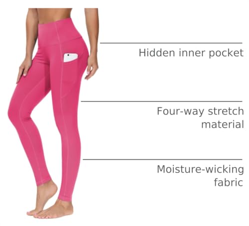 Image of THE GYM PEOPLE Thick High Waist Yoga Pants with Pockets, Tummy Control Workout Running Yoga Leggings for Women
