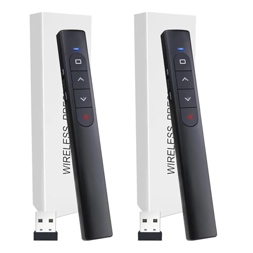 Image of (2 Units) Wireless Presenter Remote, Presentation Clicker with Hyperlink & Volume Remote Control PowerPoint Office Presentation Clicker for Keynote /PPT /Mac /PC /Laptop