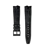 Generico Compatibile con Hamilton VENTURA Presley 80th Anniversary H24535331/H24525331/H24585331 cinturino in pelle cinturino da uomo nero marrone braccialetto(Black-black A)