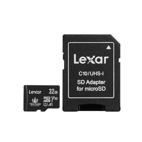 Trail Cams Galore Lexar 32GB Micro SD Card Micro SDHC UHS-I Flash Memory Card with Adapter, 100MB/s, C10, U1, A1, V10, Full HD, 4K UHD, High Speed TF Card (32GB x1)
