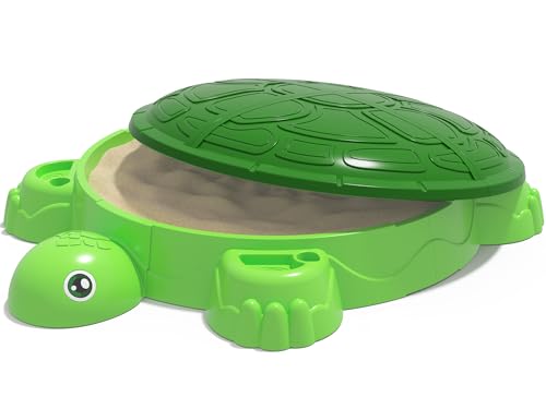 Wee Wonders Turtle Sandbox with Lid for Toddlers 3-5, Sand Box Toys with Cover Suit for Sensory Playsand, Kids Sand Activity Sensory Playset, Summer Beach Indoor Outdoor Toy Gifts Boys Girls
