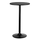 COSTWAY Round Bar Table, Counter Bistro Pub Tables with Fixed Tabletop and Stable Base, Circular Cocktail Dining Table for Home, Office and Kitchen, Holds up to 150kg (1, Black, 101cm H)