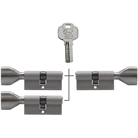 Knob Cylinder KSN 60 mm 30/30 Simultaneous Locking Including 15 Keys Pack of 3 Cover