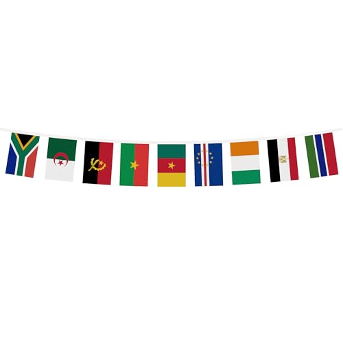 Image of AZ FLAG Football Africa Cup of Nations 2015 5 meters BUNTING Flag 16 flags 9'' x 6'' - CAN STRING flags 15 x 21 cm