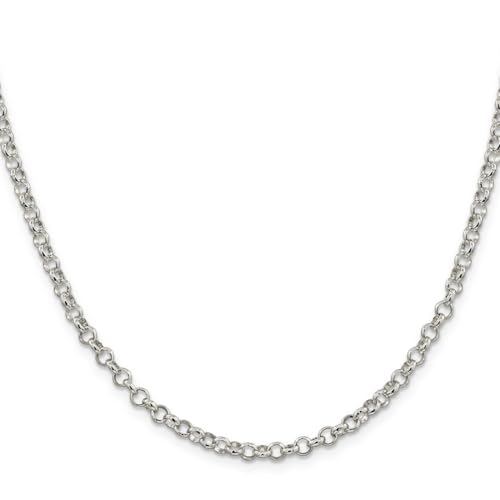 JewelryWeb 925 Sterling Silver Solid Polished 4.0mm Rolo Chain Necklace Lobster Claw Chain-Necklace for Women and Men3