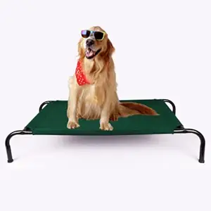 MUTMAIN Elevated Dog Bed Outdoor Indoor Dog Cot, Raised Dog Beds (44 x 25.5 x 7.5 inches, Large, Green) DCBGREEN-L